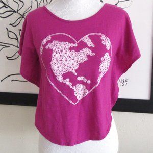 Sparkling heart raspberry crop top - Girls Large
